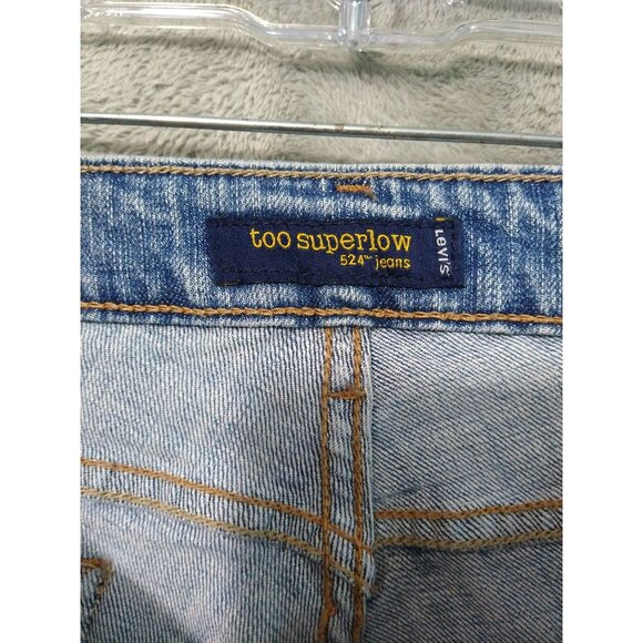 Levis 524 Jeans Womens 15 Blue Denim Too Superlow Bootcut Cowgirl Western Boho - Picture 7 of 9